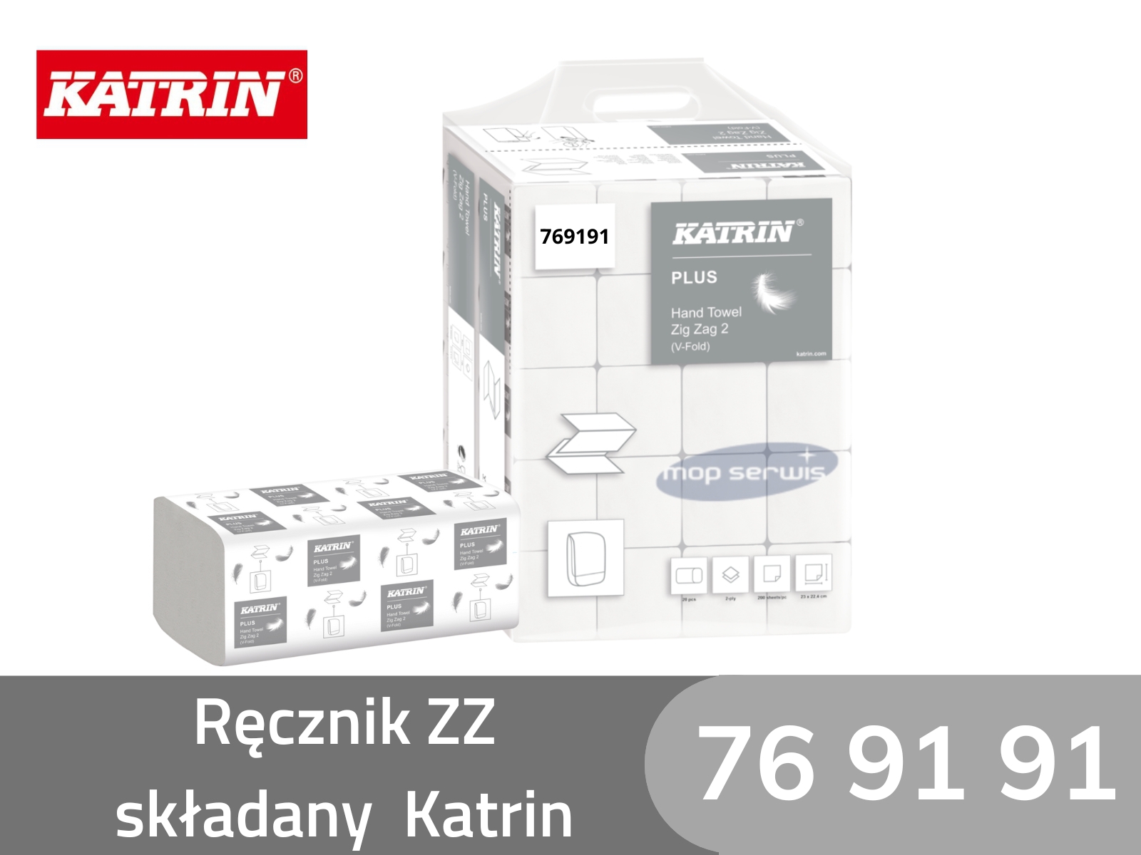 Ręcznik ZZ KATRIN 769191 Extra Premium Biały Miękki Chłonny Celuloza 2 warstwy 3104 listki w kartonie
